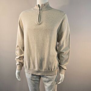 Bonobos Mens Size XL Sweater Pullover Quarter Zip Cotton Cashmere Stone Beige